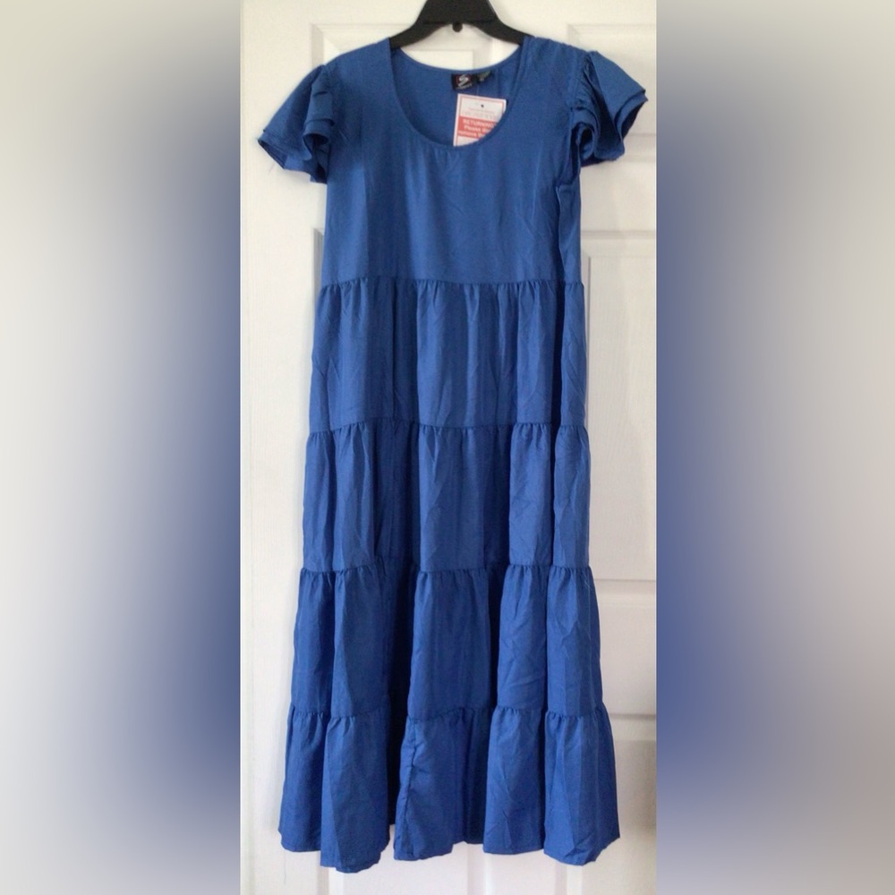 Chic Blue Tiered Maxi Skirt